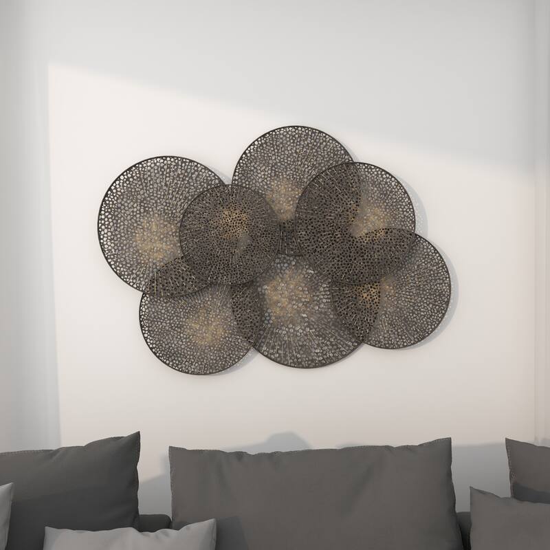 Black Metal Geometric Overlapping Perforated Plate Home Wall Decor