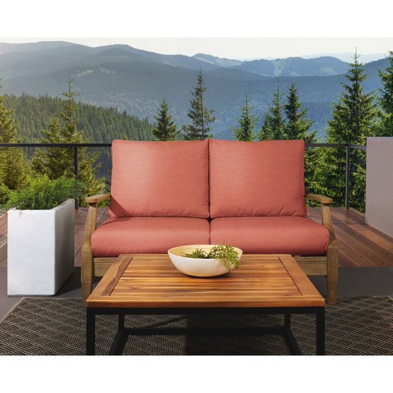 Sorra Home Sunbrella Outdoor Loveseat Cushion Set - 30 in W x 27 in D x 5 in H - Cast Coral