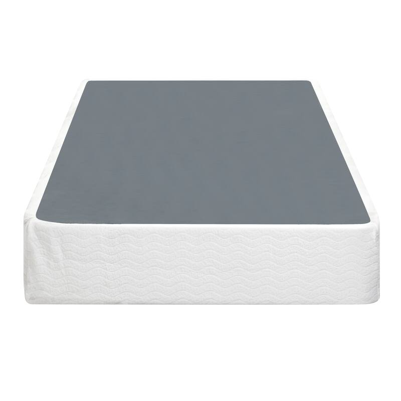 Black Metal Twin Mattress Foundation with Textured Fabric Cover