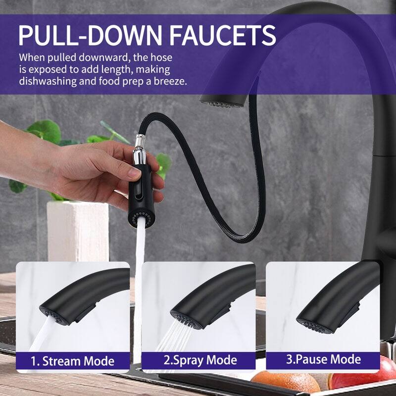 Single Handle Stainless Steel Pull Out Kitchen Faucet