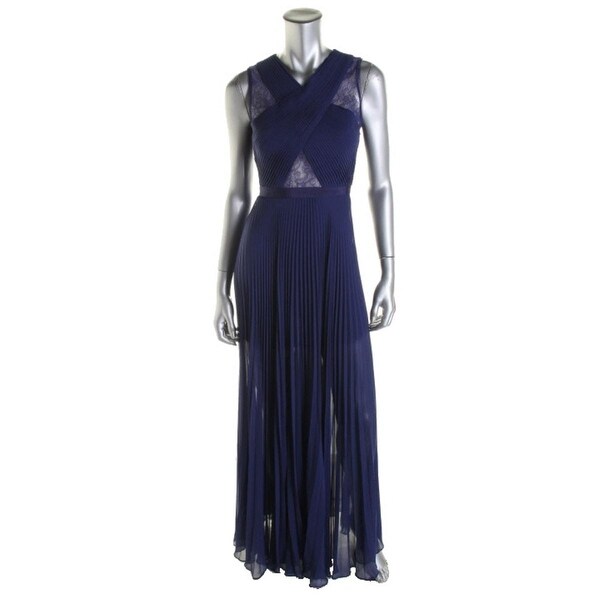 bcbg lace trimmed velvet gown