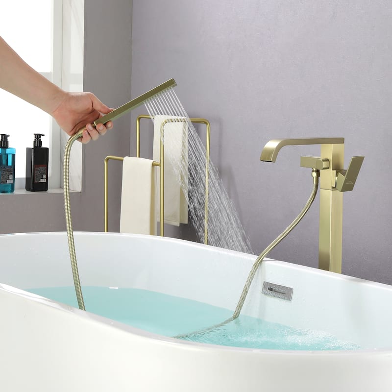 Freestanding Floor Mount Single Handle Bath Tub Filler Bath Tub Faucet