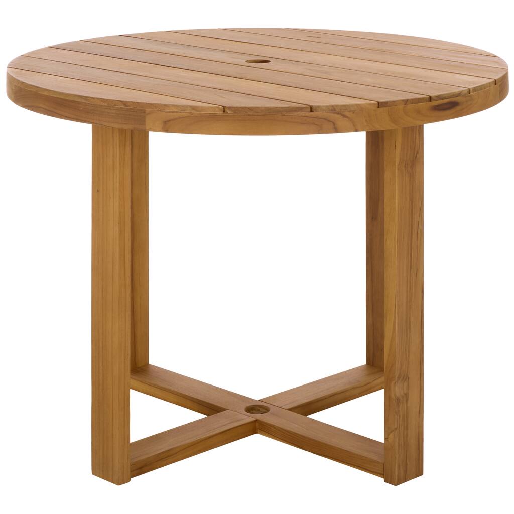 SAFAVIEH Couture Mayaguana Round Teak Dining Table - 39"W x 39"D x 30"H