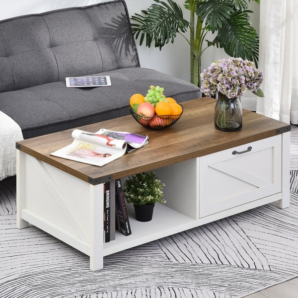 Industrial style coffee table deals with storage