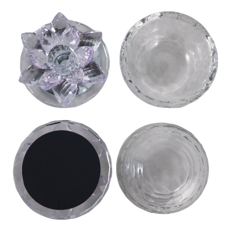Glass Decorative Boxes Lotus Lids Textured Modern Style (Set of 2)