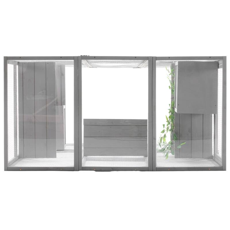 Roomfitters Outdoor Cat House Catio Enclosure Double Door Balcony Playpen with Platforms and Condos for 1-3 Cats