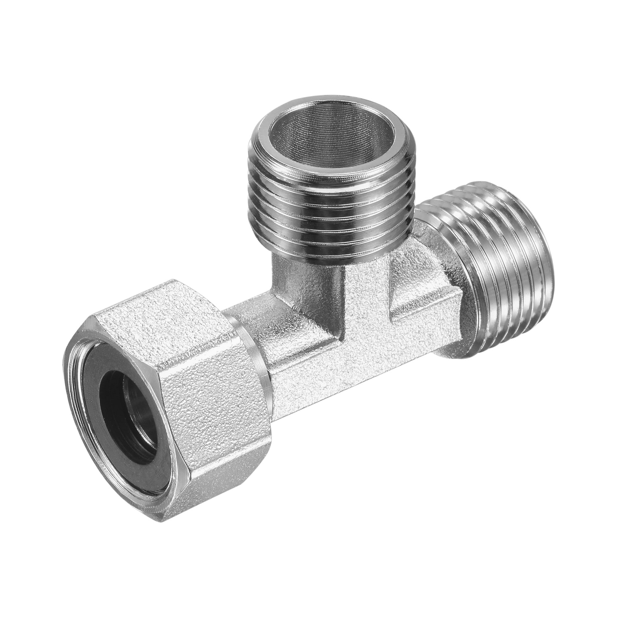 Size : 1/4 ADUCI 2pcs 1/8 1/4 3 Way Brass Hose Tube Fitting Female and Male Run Tee Joint with NPT Thread 