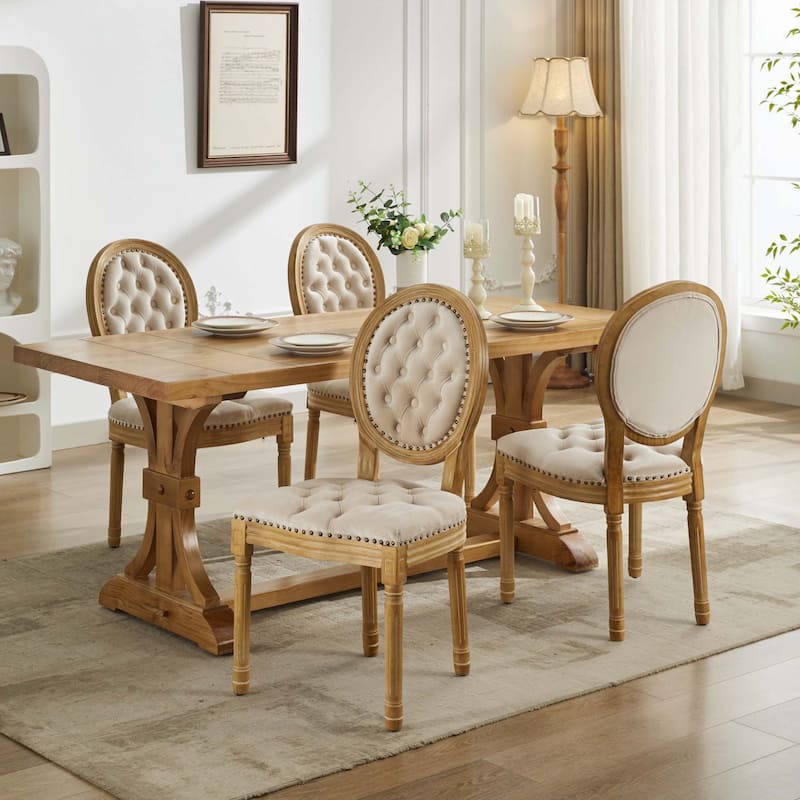 Solid Wood Frame Velvet Dining Chair with Nailhead Trim,Set of 2