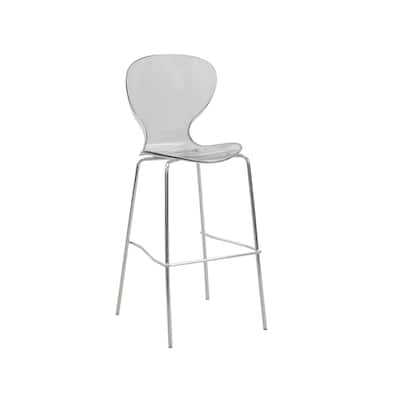 30 in. Seat Height Acrylic Plastic Barstool in Chrome Steel Frame Armless with Footrest