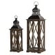 preview thumbnail 15 of 49, Glitzhome 2-Piece Oversize Farmhouse Wood/ Metal Hanging Candle Holders Decorative Lanterns