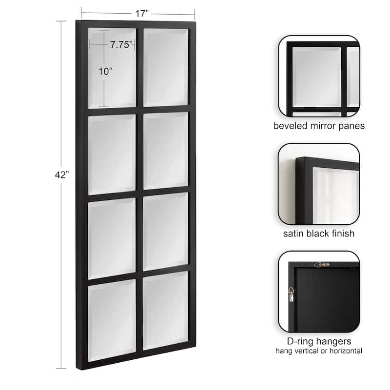 Kate and Laurel Stryker Windowpane Wall Mirror-Wood