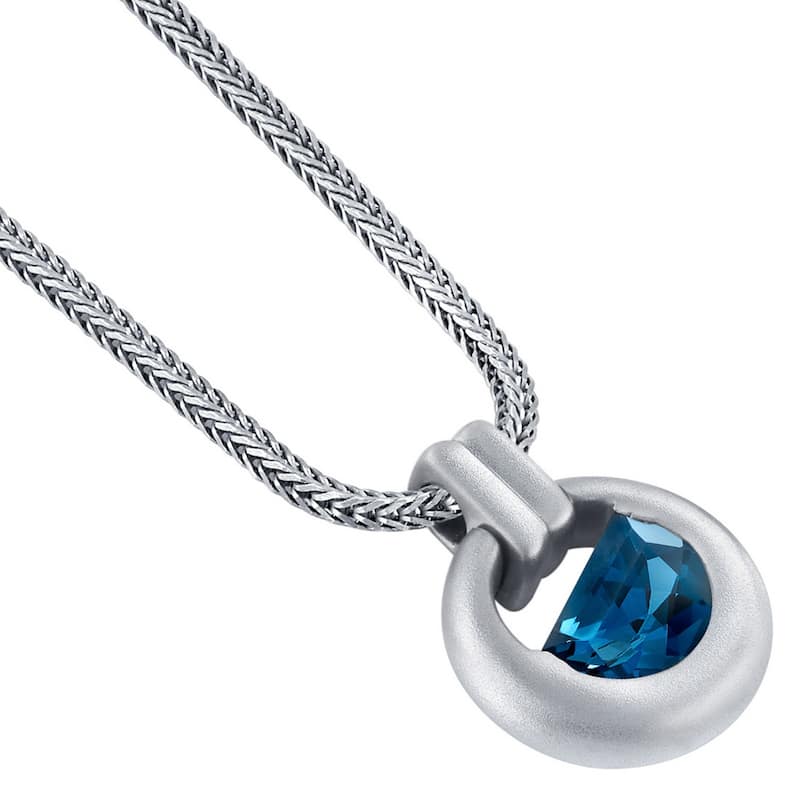 Men's London Blue Topaz Amulet Pendant in Sterling Silver, 22"