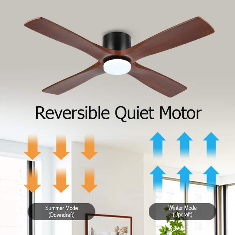 MLiAN 48" DC Flush Mount Ceiling Fan with Light Kit and Remote Control