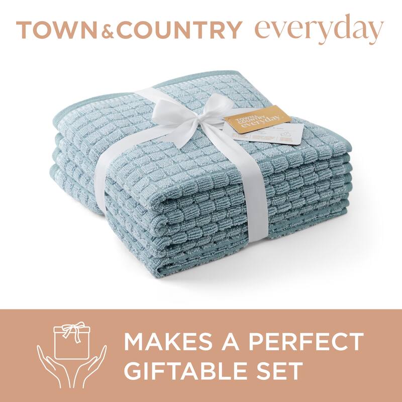 TOWN & COUNTRY EVERYDAY 4-Piece Textured Windowpane Hand Towel Set - 20"x30"