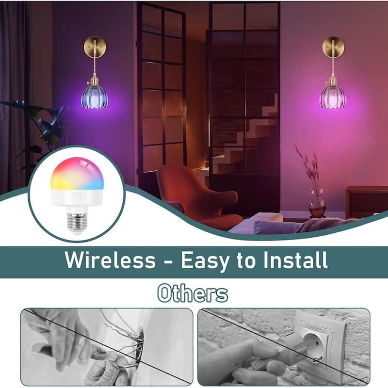 Set of 2 Battery Operated Wireless Sconce with Green Glass Lampshade