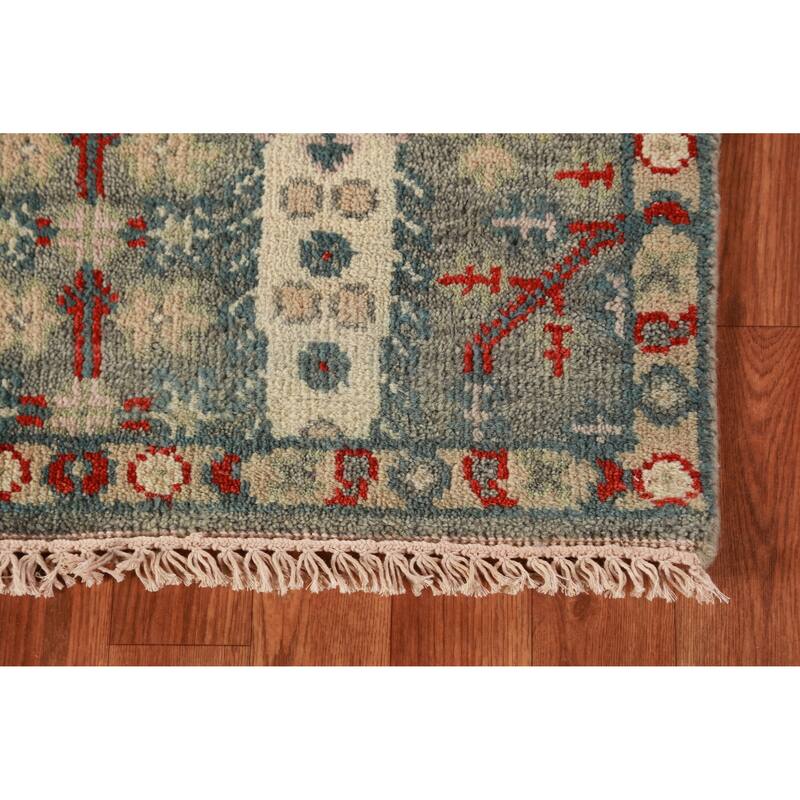 Hand Knotted Oriental 100% Wool Carpet Traditional Geometric Greys & Charcoal Heriz (serapi) Area Rug - 5' 11'' X 2' 7''