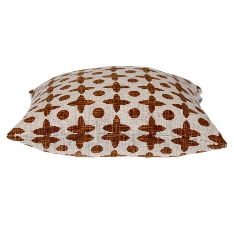HomeRoots 18" Beige and Brown Geometric Cotton Throw Pillow
