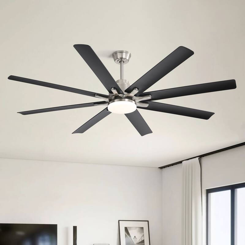 52 Inch/66 Inch/72 Inch Modern Ceiling Fan with Dimmable LED Light ,Remote&APP Control,8 Blades for Large Living Room,Porch
