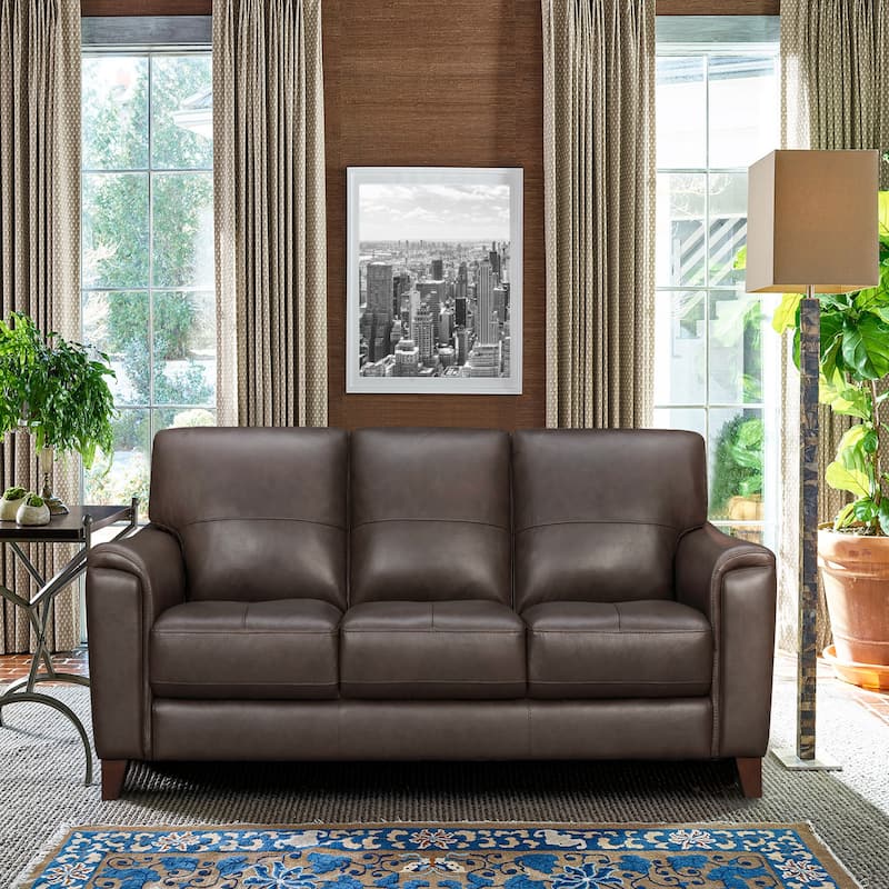 Bergen 87" Leather Upholstered 3-Seater Sofa - Espresso