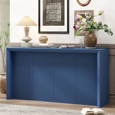 Acacia Wood Veneer Entryway Table Console Tables, Wavy Accent Table, Sofa Table Hallway Tables for Hallway, Living Room