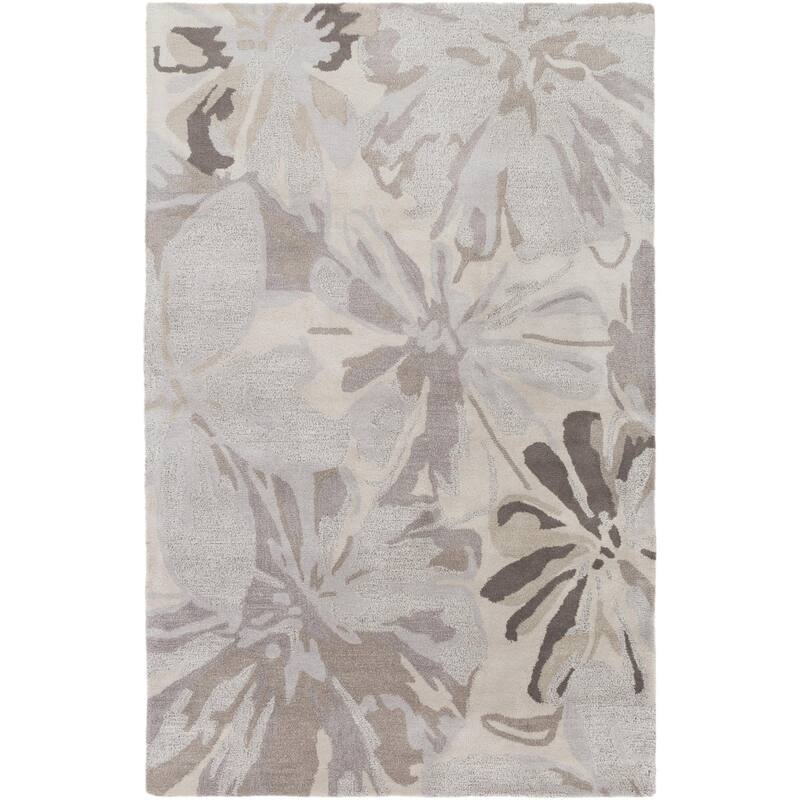 Livabliss Athena Country Floral & Botanical Area Rug - Light Gray/Brown - 5' x 8'