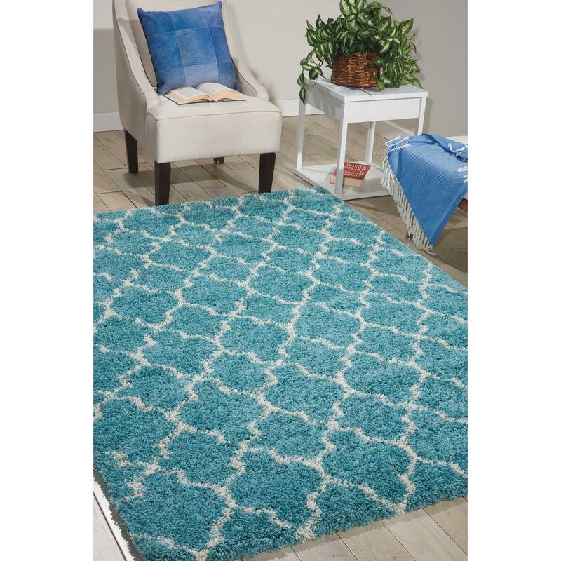Nourison Amore Shag Area Rug - Aqua - 10' x 13' - Rectangle