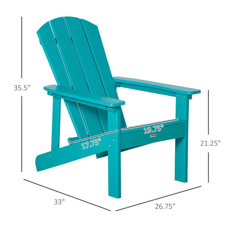 Outsunny Plastic Adirondack Chair, HDPE Fire Pit Chair with High Back for Backyard, Garden