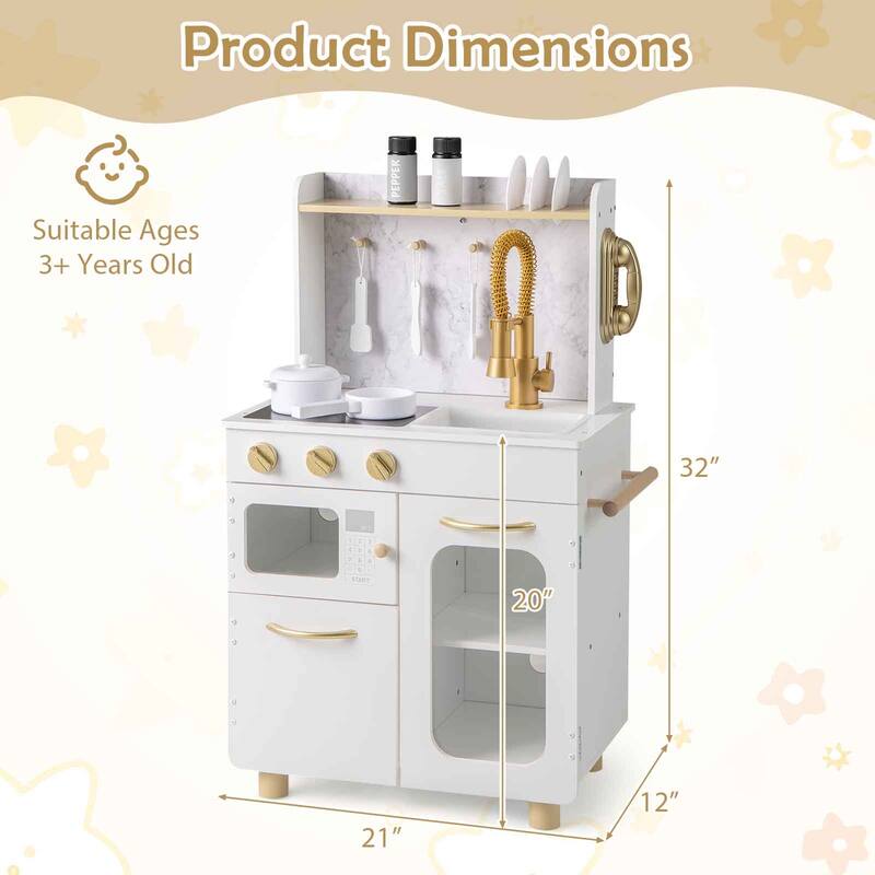 Gymax Kids Kitchen Set Pretend Play Kitchen w/ Stoves & Faucet & Sink