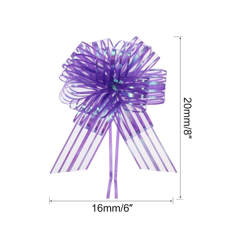 15pcs 6 Inch Organza Large Pull Bow Gift Wrapping Bows Chiffon - Purple