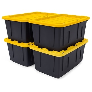 TOUGH BOX 27 Gallon Stackable Storage Totes with Lids, Black and