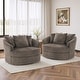 preview thumbnail 2 of 74, UIXE Oversize 43" Plush Corduroy Swivel Barrel Chair Comfy Accent Chair For Living Room Dark Camel/2 Set