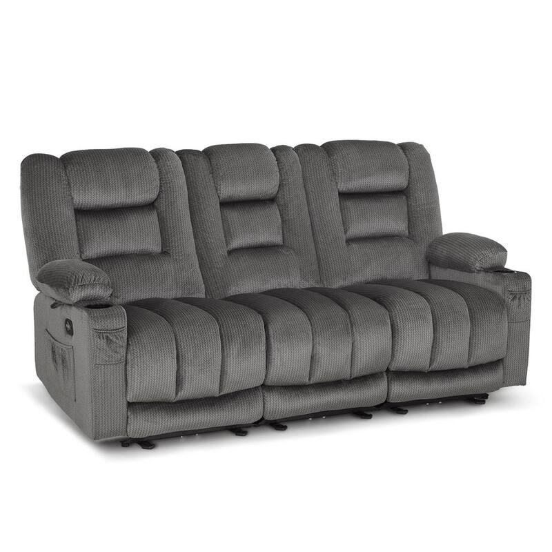 MCombo Power Reclining Loveseat Sofa with Heat and Massage, Fabric PR648