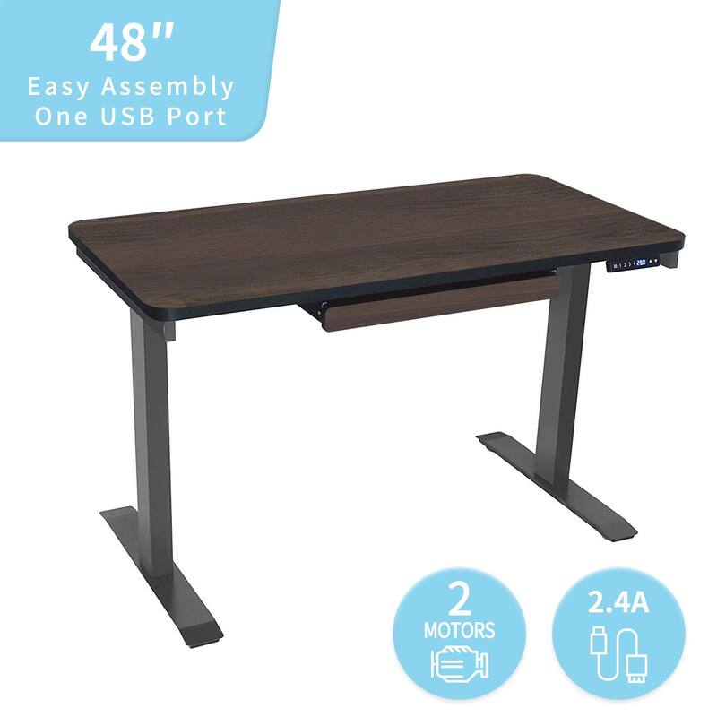 Motionwise 48 in. Standing Desk with Adjustable Height Feature - Walnut