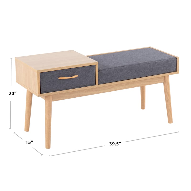 Carson Carrington Phoebe Upholstered Bench with Pull-Out Drawer