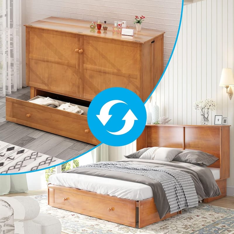Mixoy Murphy Bed with Charging Station,Built-in Mattress