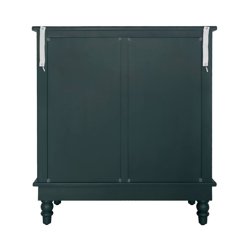 Roomfitters Hollow Carved Accent Cabinet, 2 Door Sideboard Buffet Storage Cabinet with Adjustable Shelf, Green