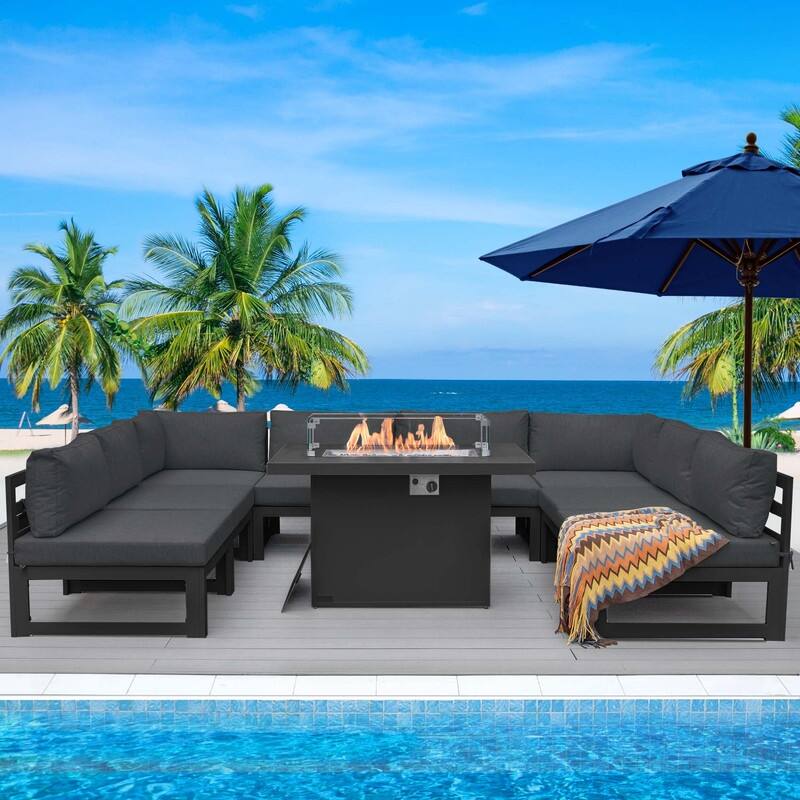 FINCATI Aluminum Outdoor Patio Furniture Conversation Sectional Sofa Set