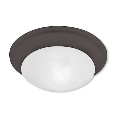 Livex Lighting 2 Light Bronze Ceiling Mount, 7303-07 - 14"Dia. x 4.75"H