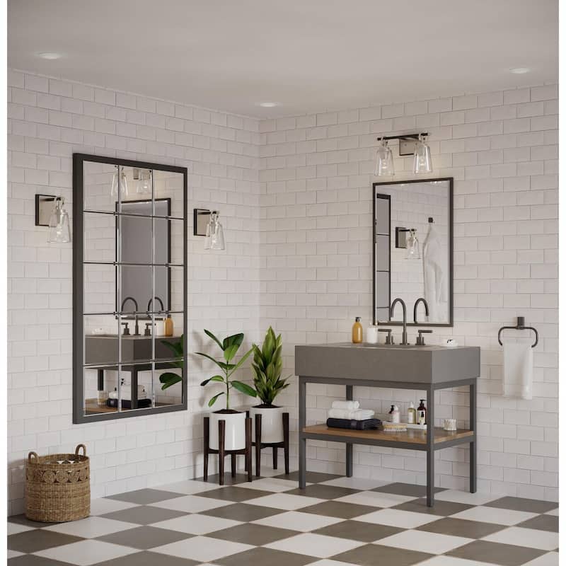 Cassell Collection One-Light Brushed Nickel Matte Black Luxe Industrial Bath & Vanity Light - 4.75 in x 6.62 in x 9.12 in