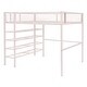 preview thumbnail 4 of 7, Full Size Loft Bed with 4-Tier Storage Shelves, Metal Bed with Full Length Guardrail, Kid's Bed for Bedroom, Pink
