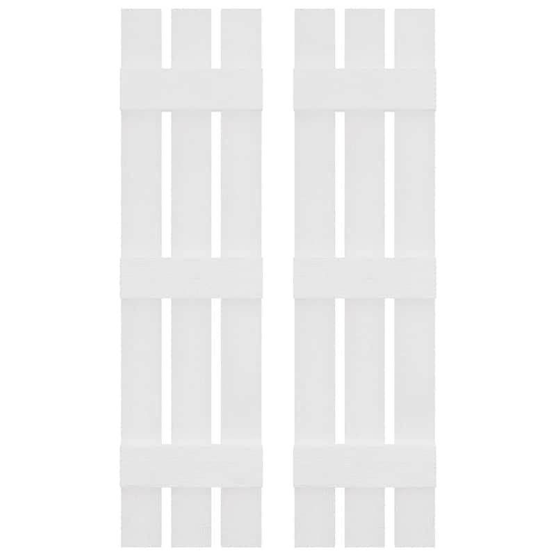 Builders Edge, Standard Three Board Spaced, Board-n-Batten Shutters, Includes Matching Installation Spikes (Per Pair) - 12"W x 71"H - 001 - White