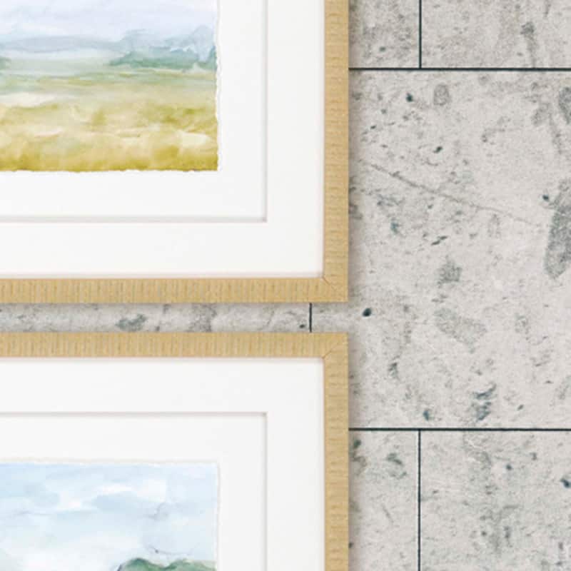 Watercolour S/4 Framed Art Giclee Under Glass - Green