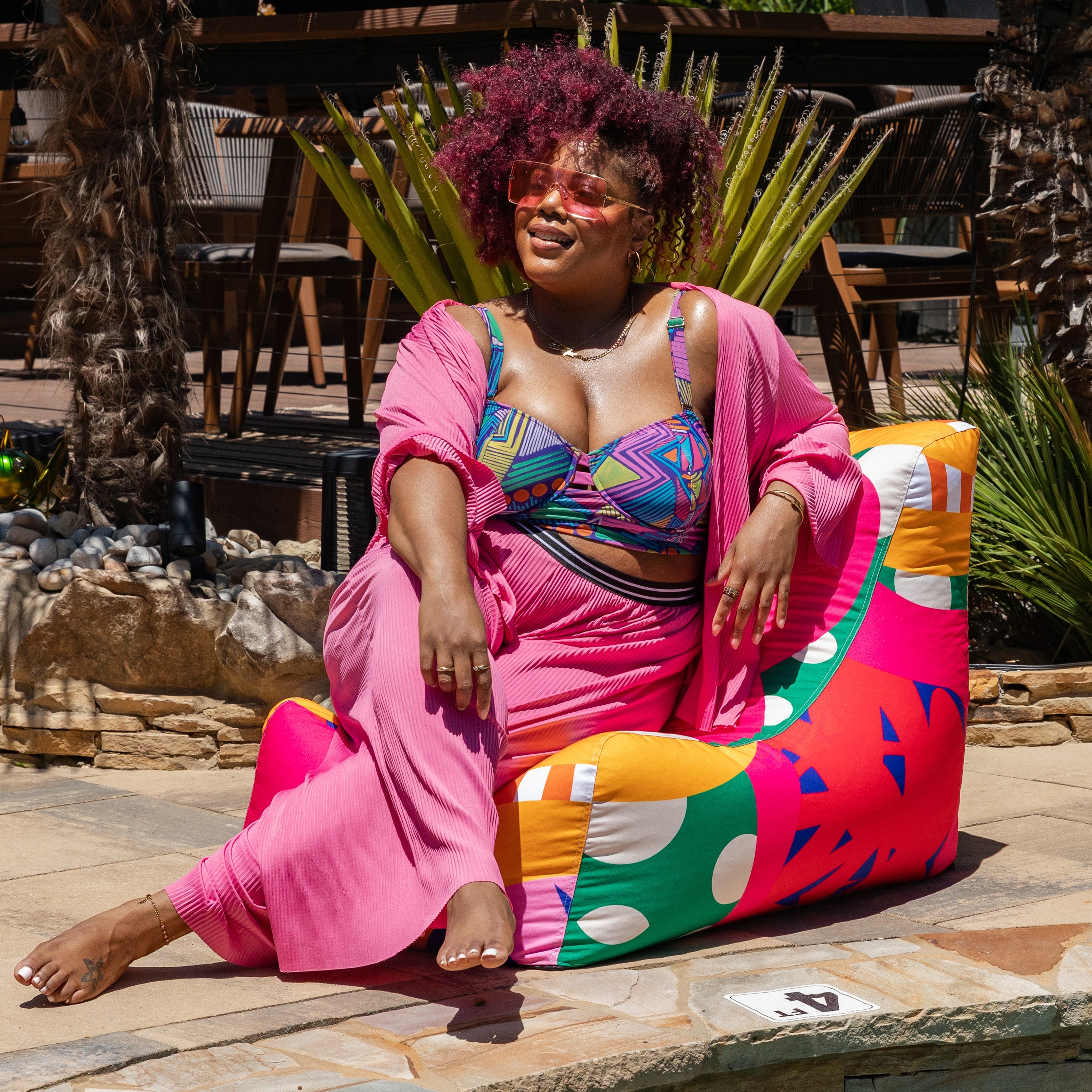 Jaxx Ponce Outdoor Bean Bag Chair - Weather Resistant Patio and Poolside Lounge Seating