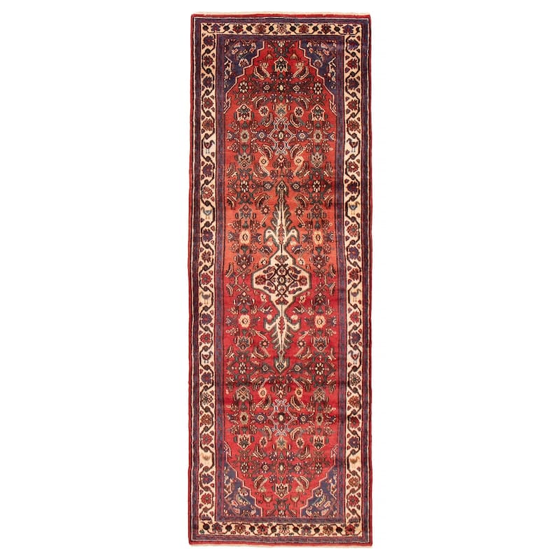 ECARPETGALLERY Hand-knotted Andelz Red Wool Rug - 3' 7" x 10' 2" - Red - 3' 7" x 10' 2" - Runner