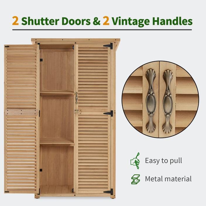 MCombo Outdoor Storage Cabinet Shed, Shuttered Doors with Lock, Wooden 0709 / 0808 / 1900