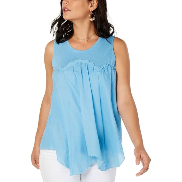 Style Co Womens Handkerchief Hem Baby Doll Blouse Blue X Small Overstock 29751709