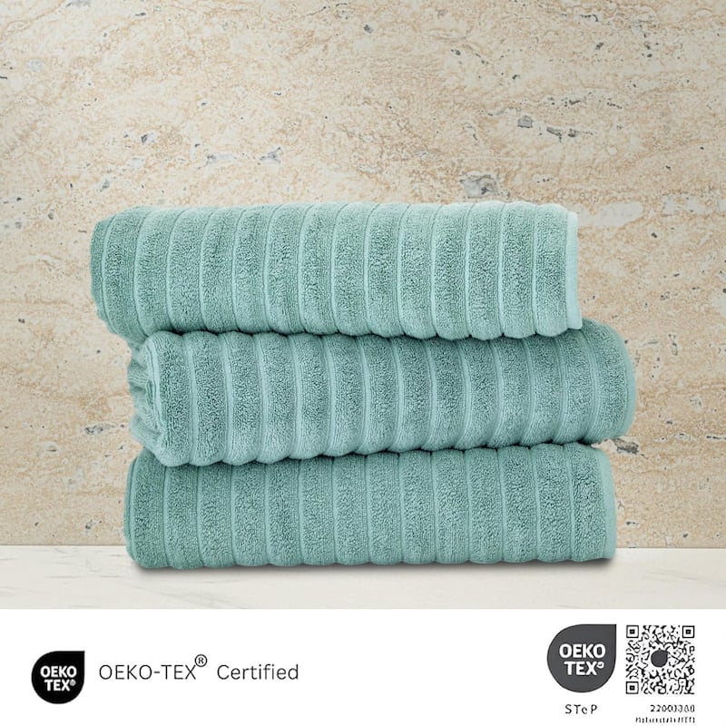 Classic Turkish Towels 100% Turkish Cotton Bath Sheets Plush Ribbed 3 Piece 40x65" - 40x65