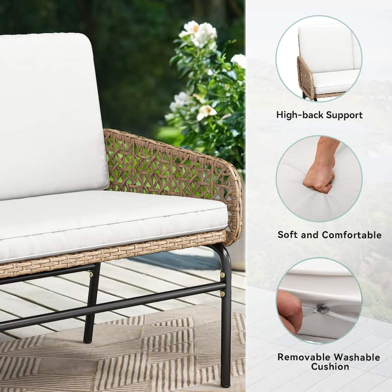Moasis Patio Wicker Loverseat - 39.4"L x23.6"W x 33.1"H