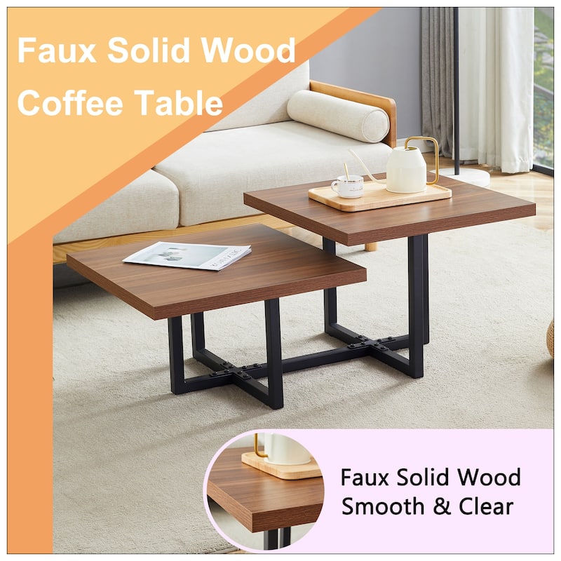 Modern and Scandinavian Styles-Dark Walnut Double-Deck Coffee Table