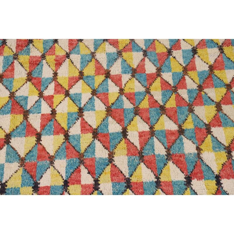 All-Over Moroccan Area Rug Handmade Wool Carpet - 8'11" x 12'9"